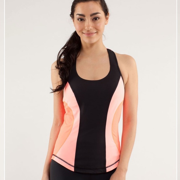 LULULEMON| Cardio Kick Tank - Coral, Black & Pink SZ 6 EUC, back pocket for keys - Picture 2 of 15